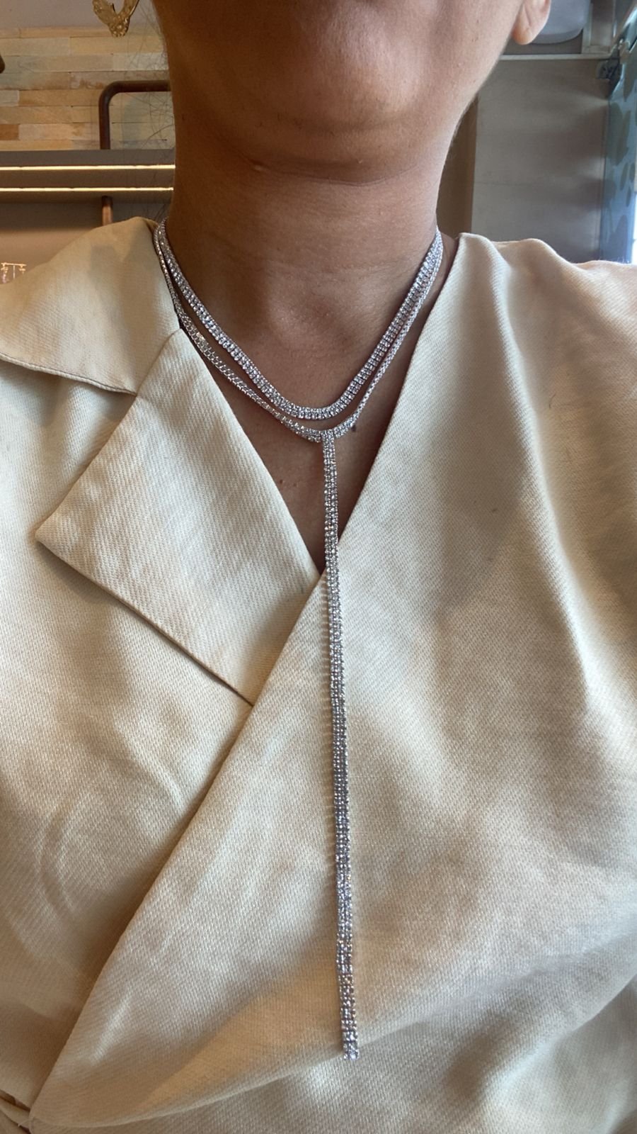 CHOKER FELINA STRASS PRATEADA