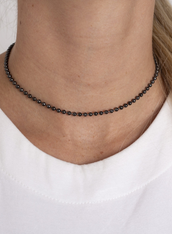 CHOKER BOLINHAS BANHO RÓDIO NEGRO