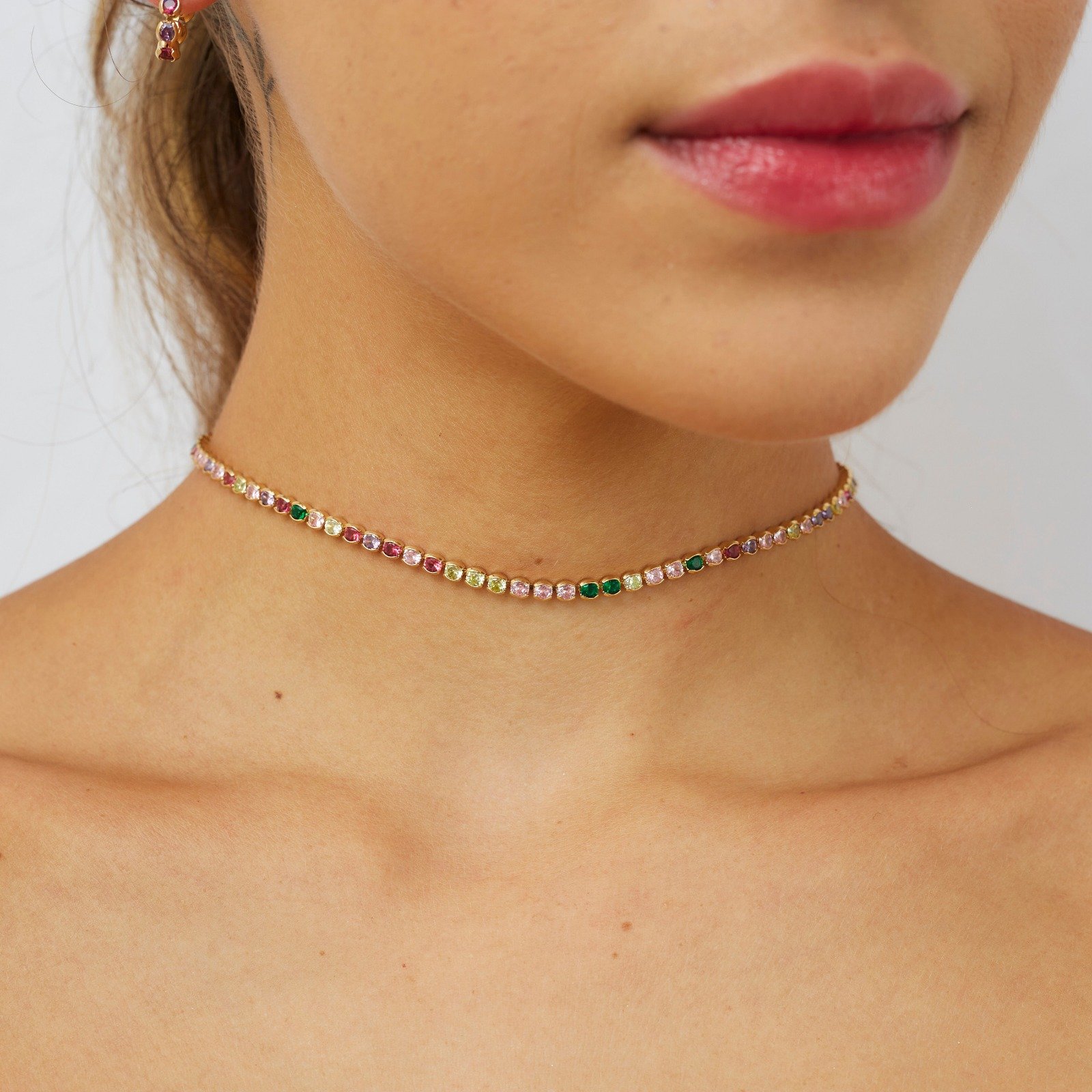 CHOKER CICI RIVIERA PORTUGUESA COLORIDA BANHO OURO