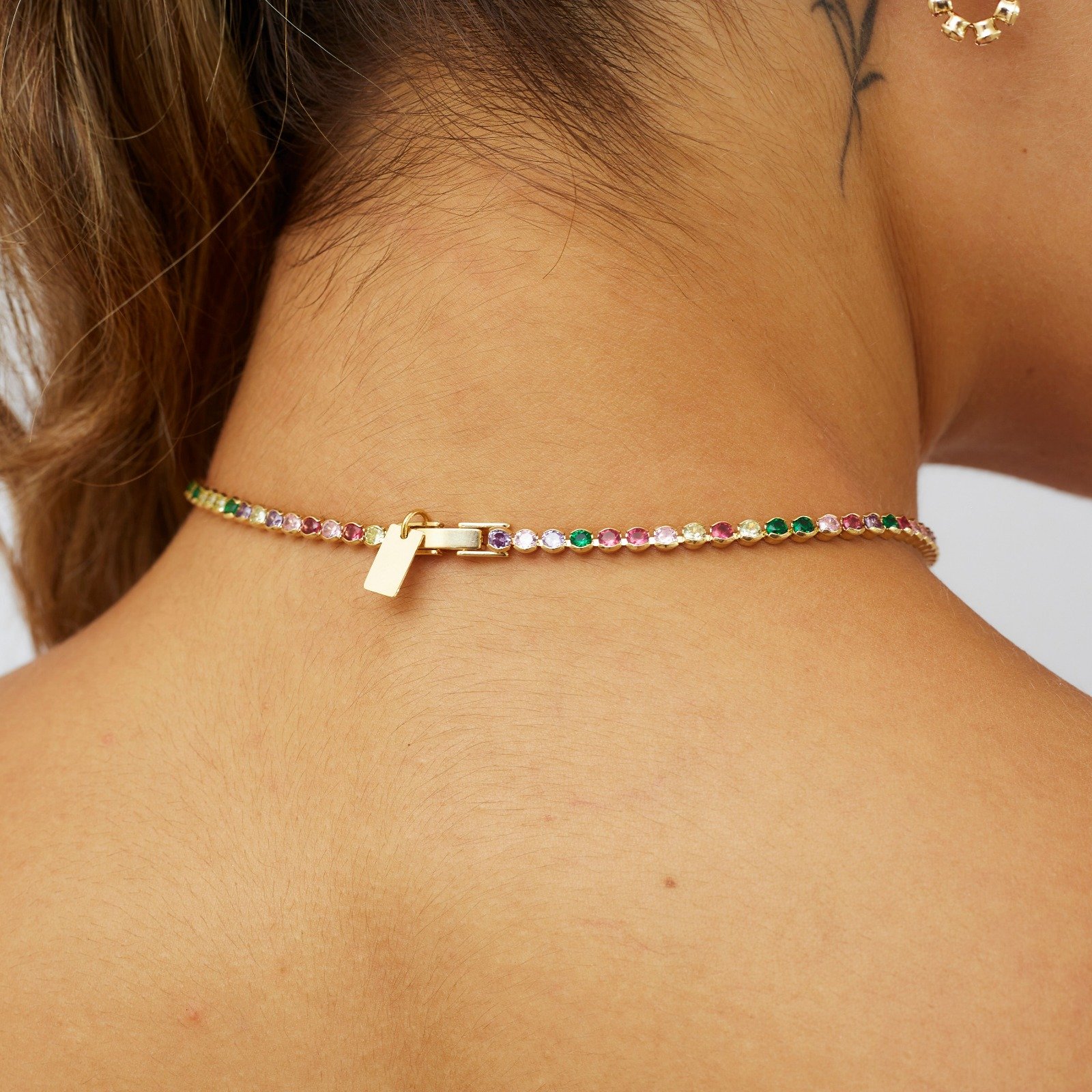 CHOKER CICI RIVIERA PORTUGUESA COLORIDA BANHO OURO