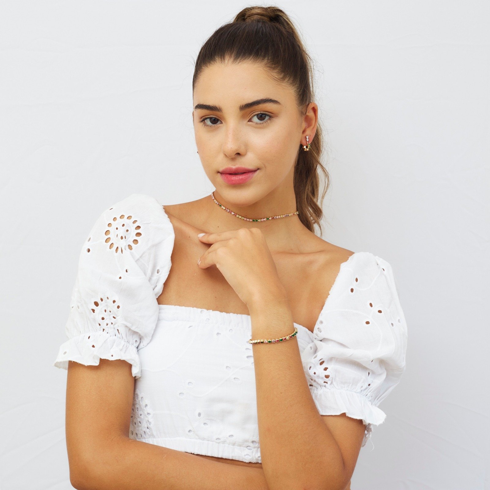 CHOKER CICI RIVIERA PORTUGUESA COLORIDA BANHO OURO