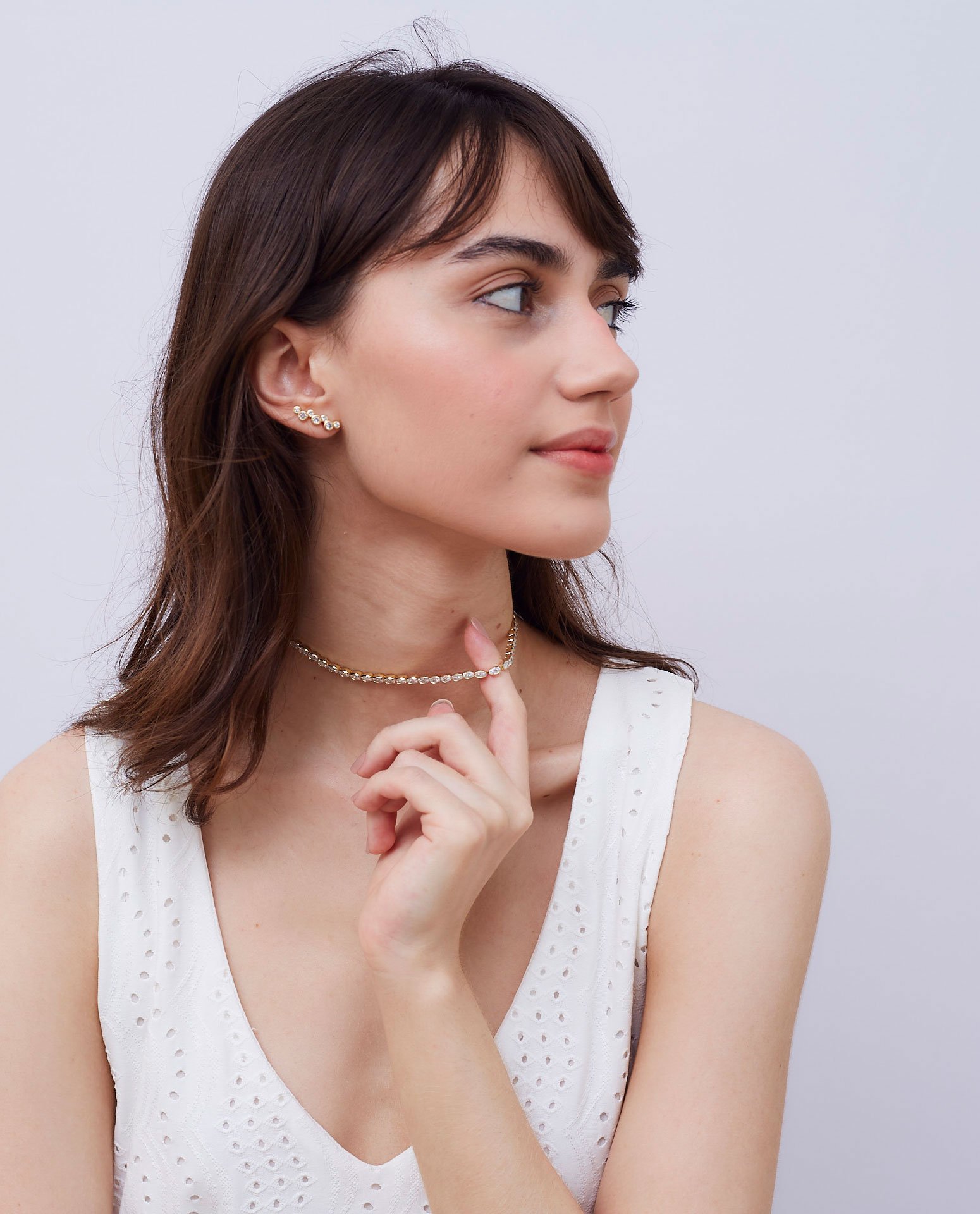 CHOKER FRANCIS RIVIERA FINA P OVAL INCOLOR BANHO OURO