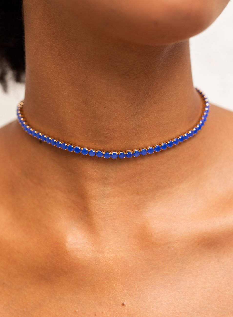 CHOKER HELÔ RIVIERA AZUL BANHO OURO