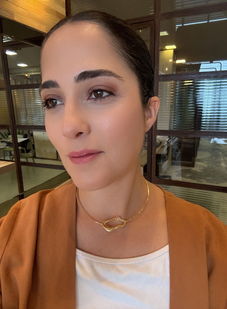 CHOKER INTERLAGOS CRISTAL MORGANITA BANHO OURO