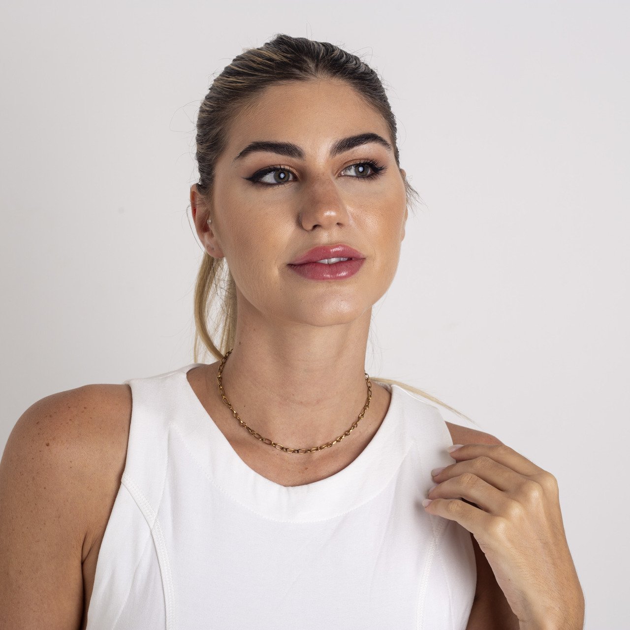 CHOKER MINI CLIP BANHO OURO VELHO