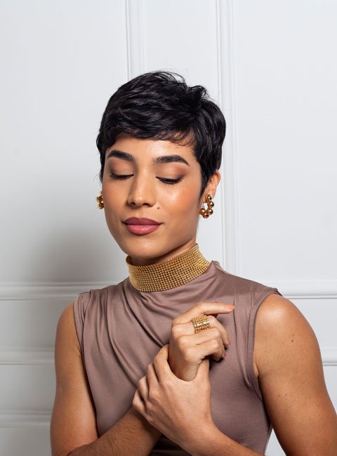 CHOKER OPUS MALHA BANHO OURO