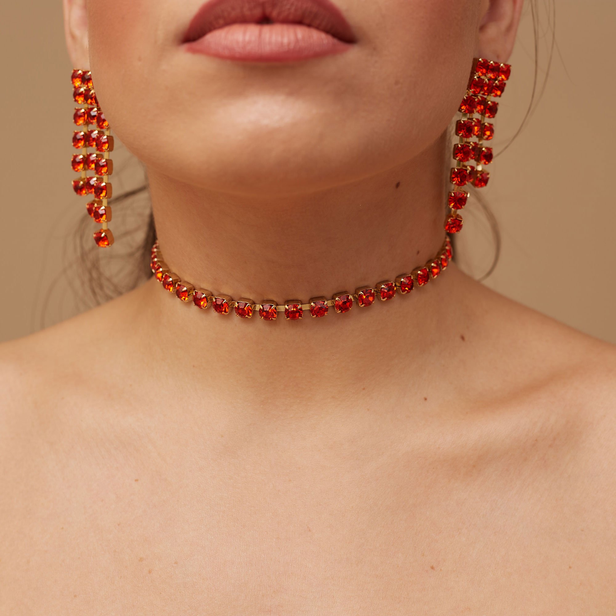 CHOKER RADIAR LARANJA BANHO OURO