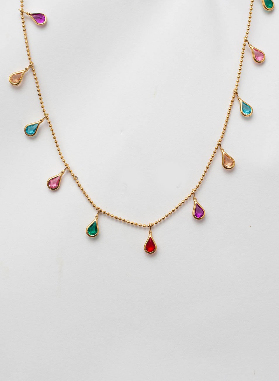 Choker Rain com Gotas Coloridas Banho de Ouro