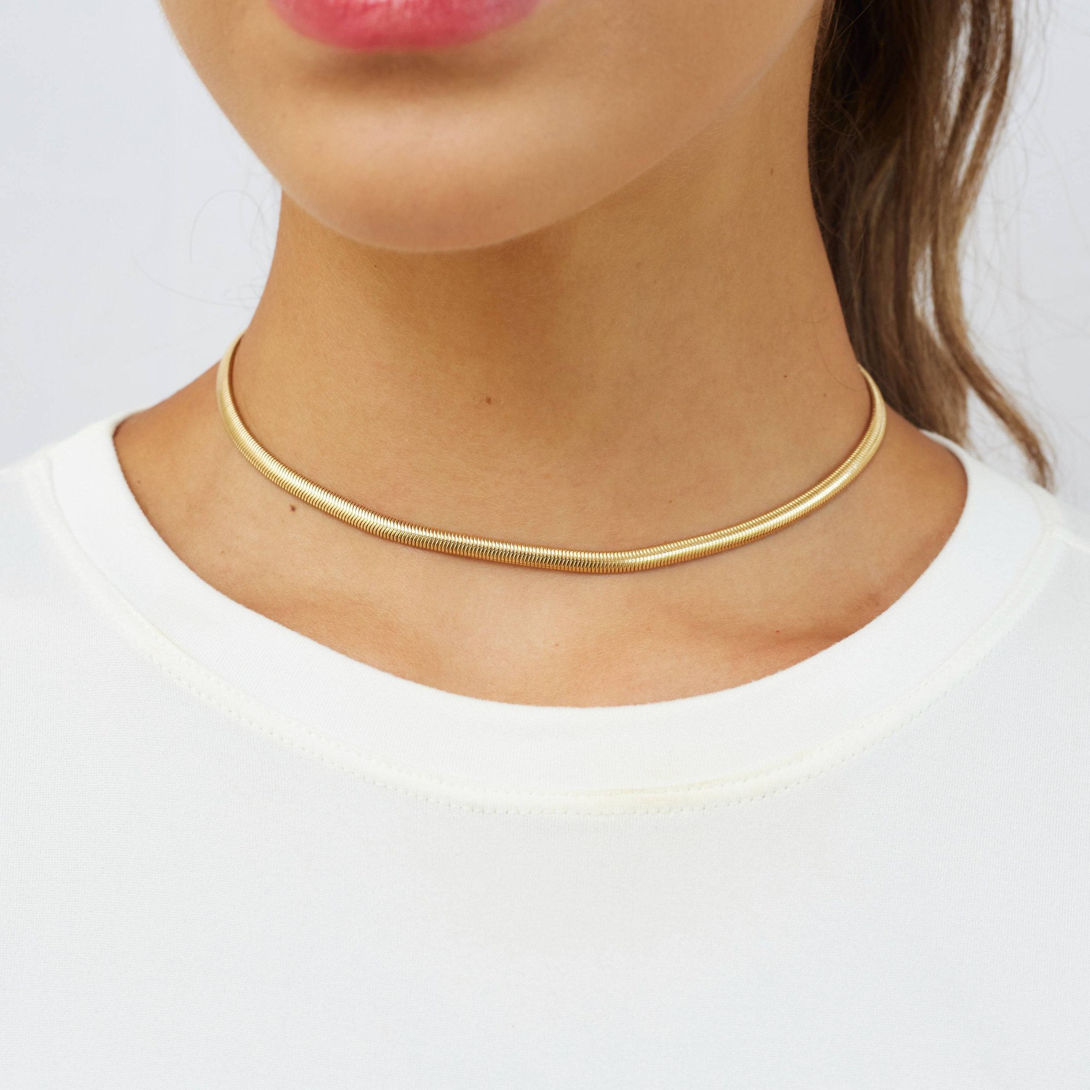 CHOKER SIMPLA RABO DE RATO 4 MM BANHO OURO