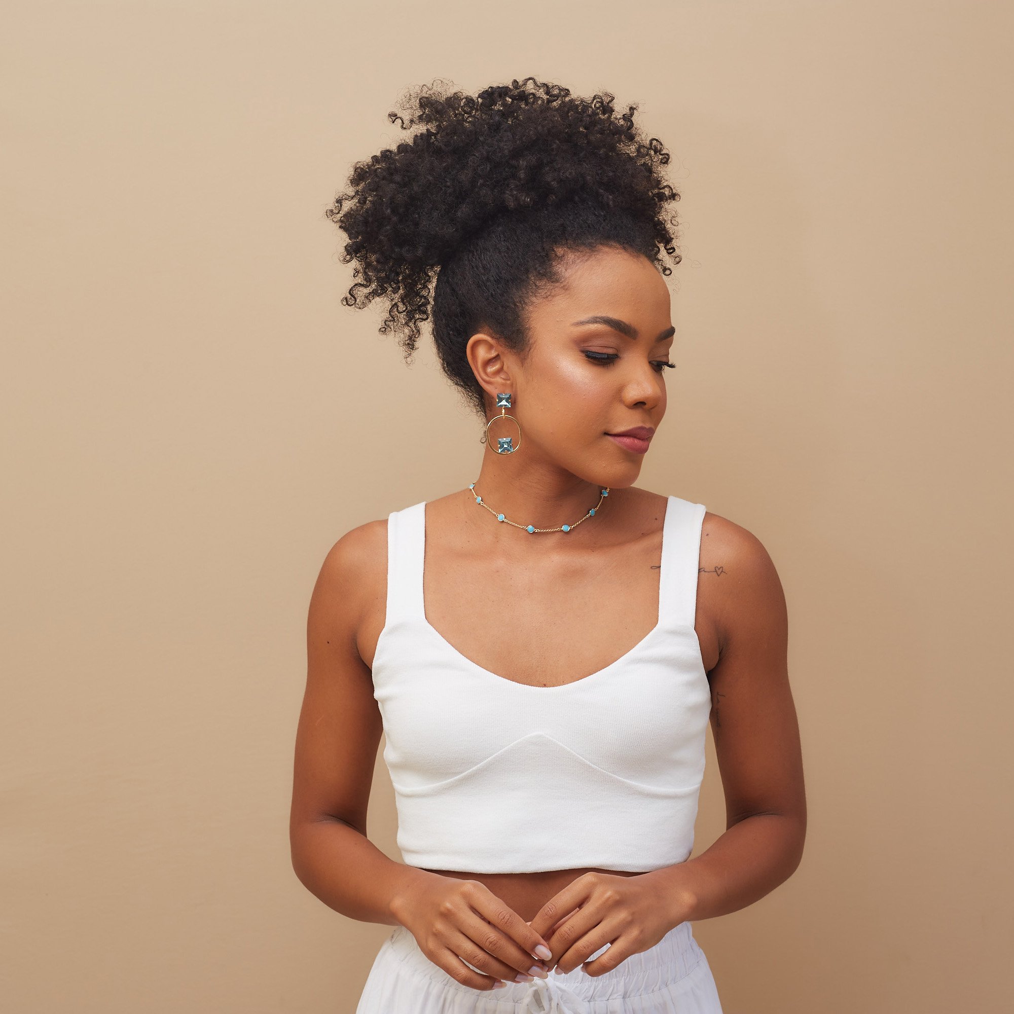 CHOKER TIFFANY TURQUESA BANHO OURO