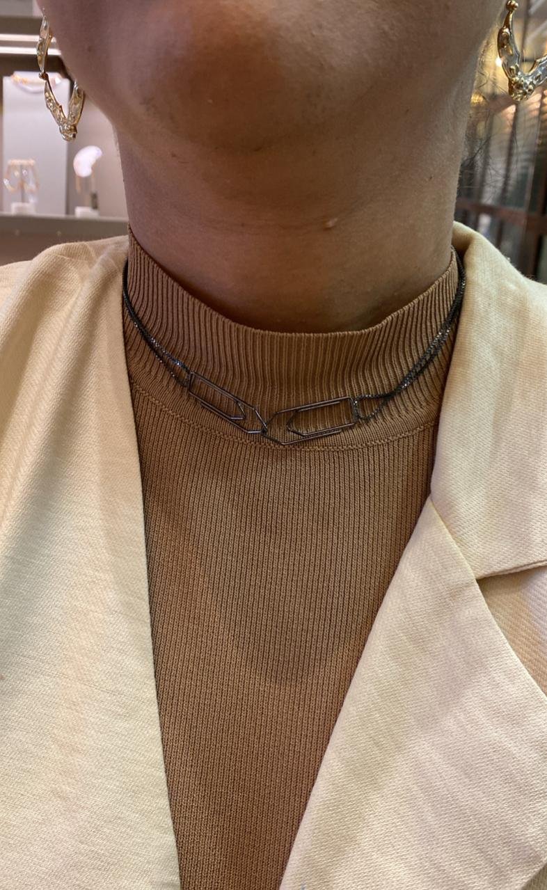 COLAR CHOKER CLIPS FRANCHESCA RÓDIO NEGRO