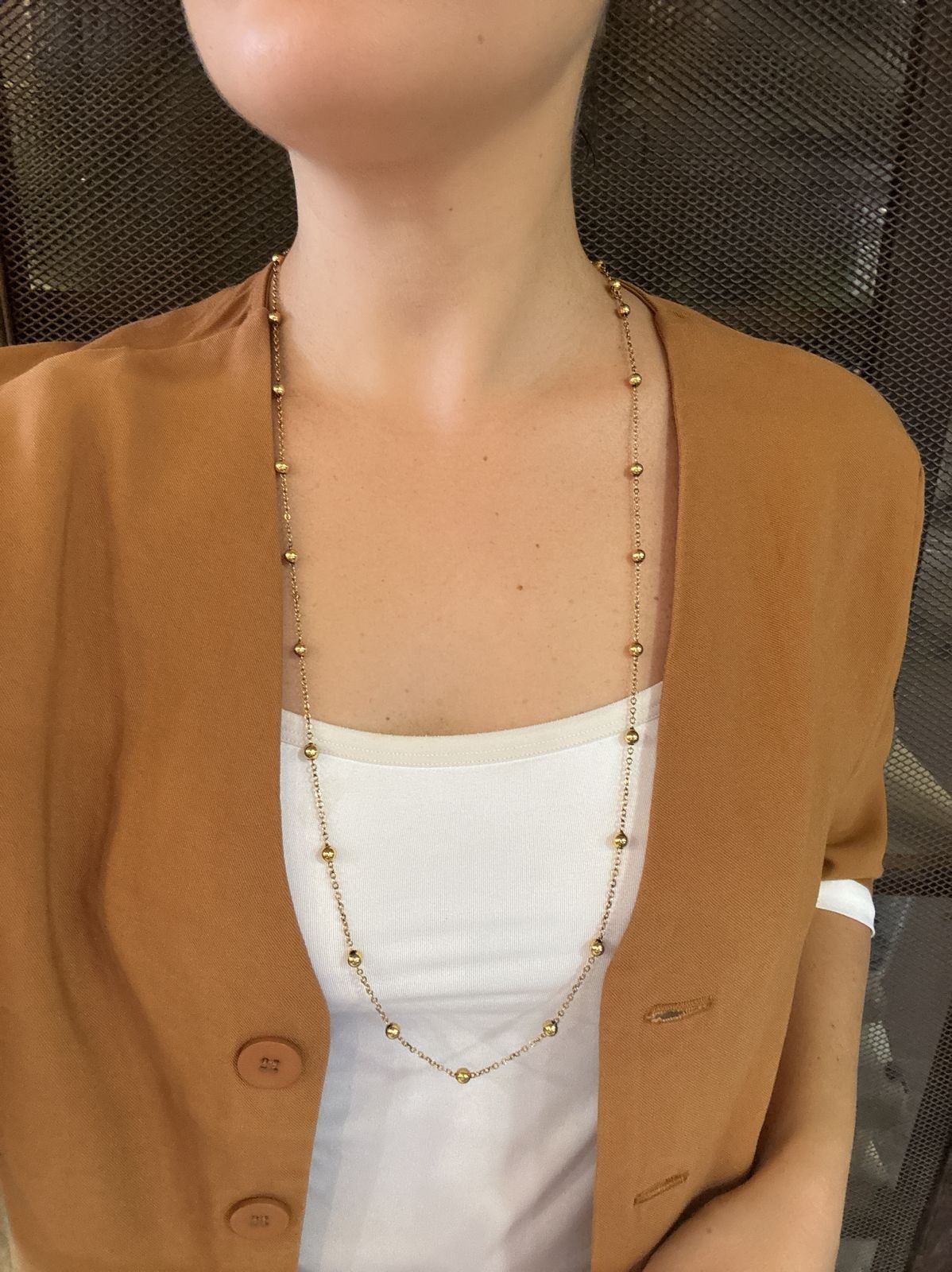 COLAR CORRENTE BOLINHA BANHO DE OURO VELHO