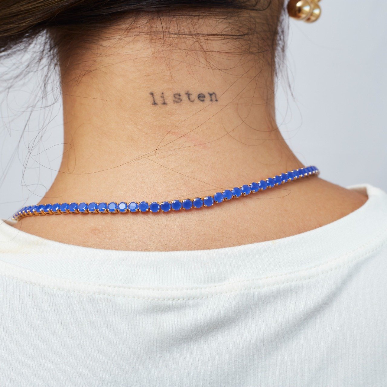 COLAR HELÔ RIVIERA AZUL LONGO BANHO OURO