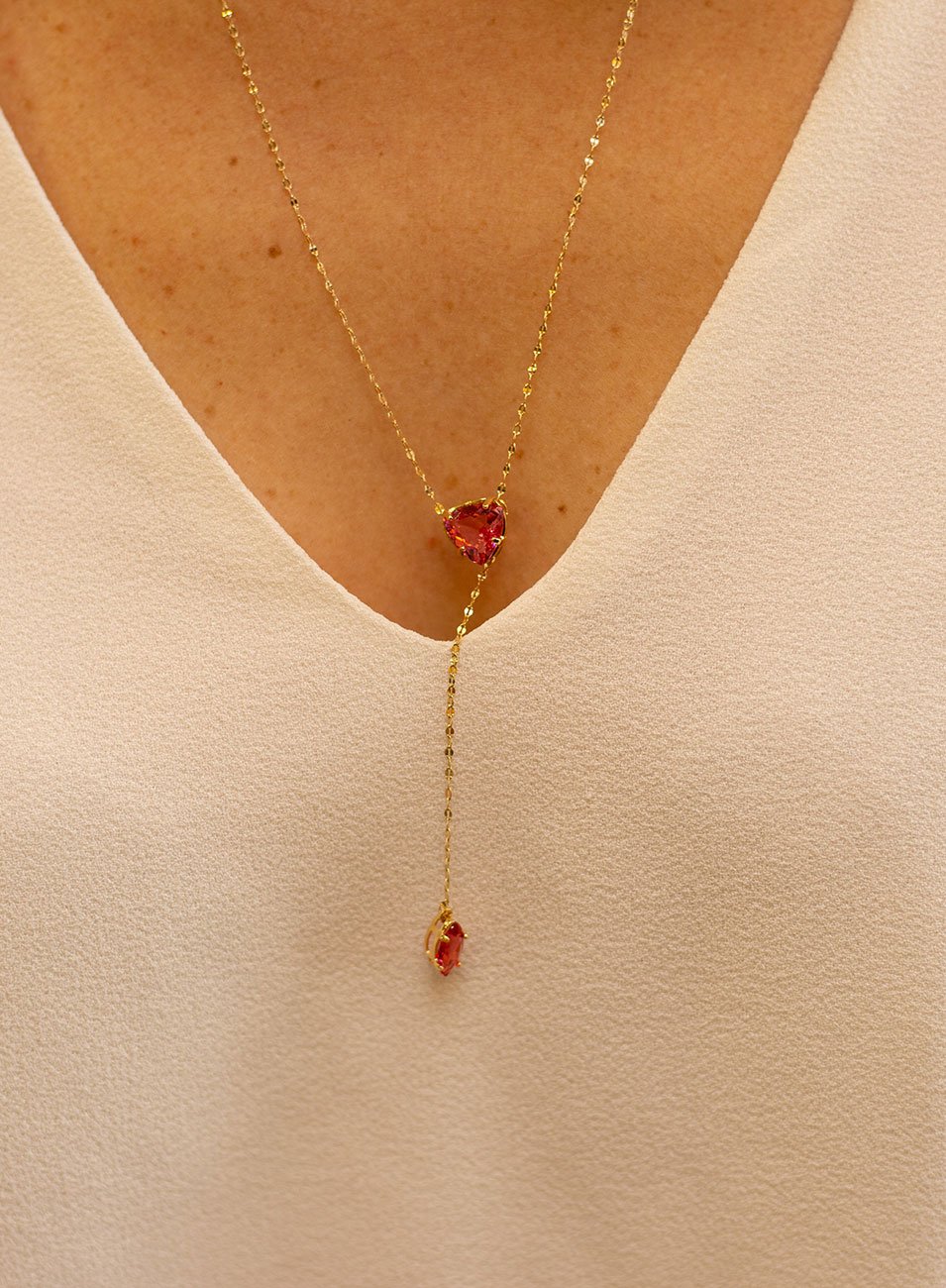 COLAR LIMIA SAFIRA ROSA BANHO OURO