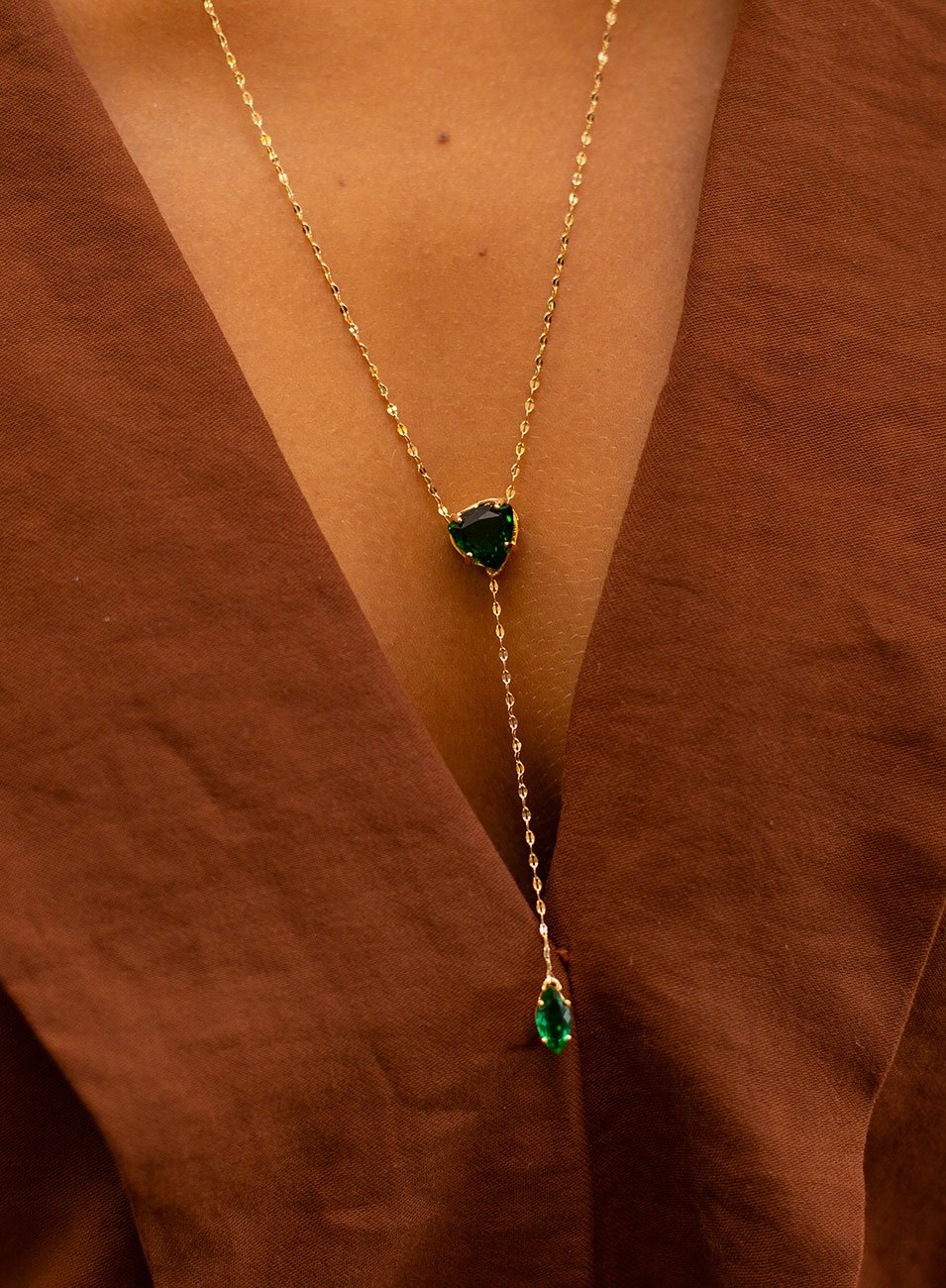 COLAR LIMIA VERDE ESMERALDA BANHO OURO