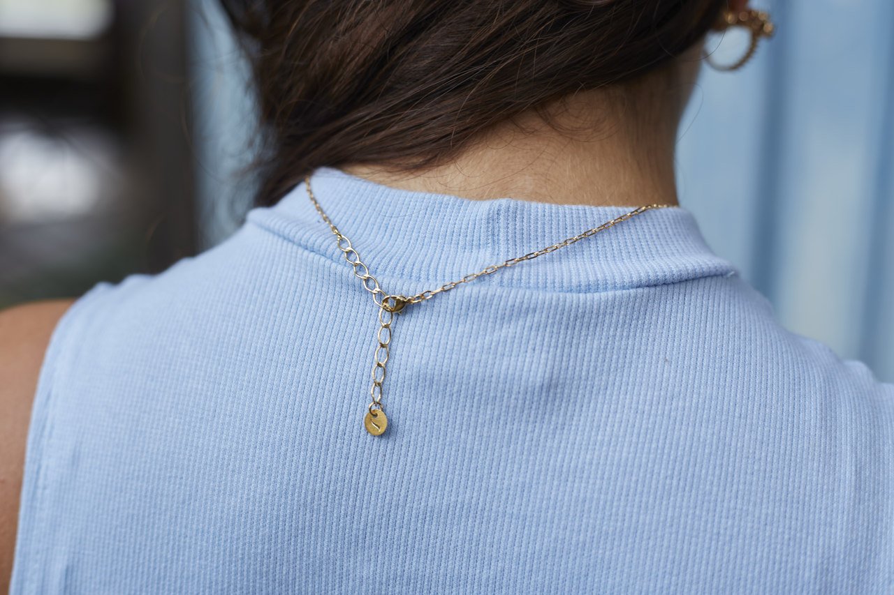 COLAR NUVEM GOTA VERDE MENTA BANHO OURO