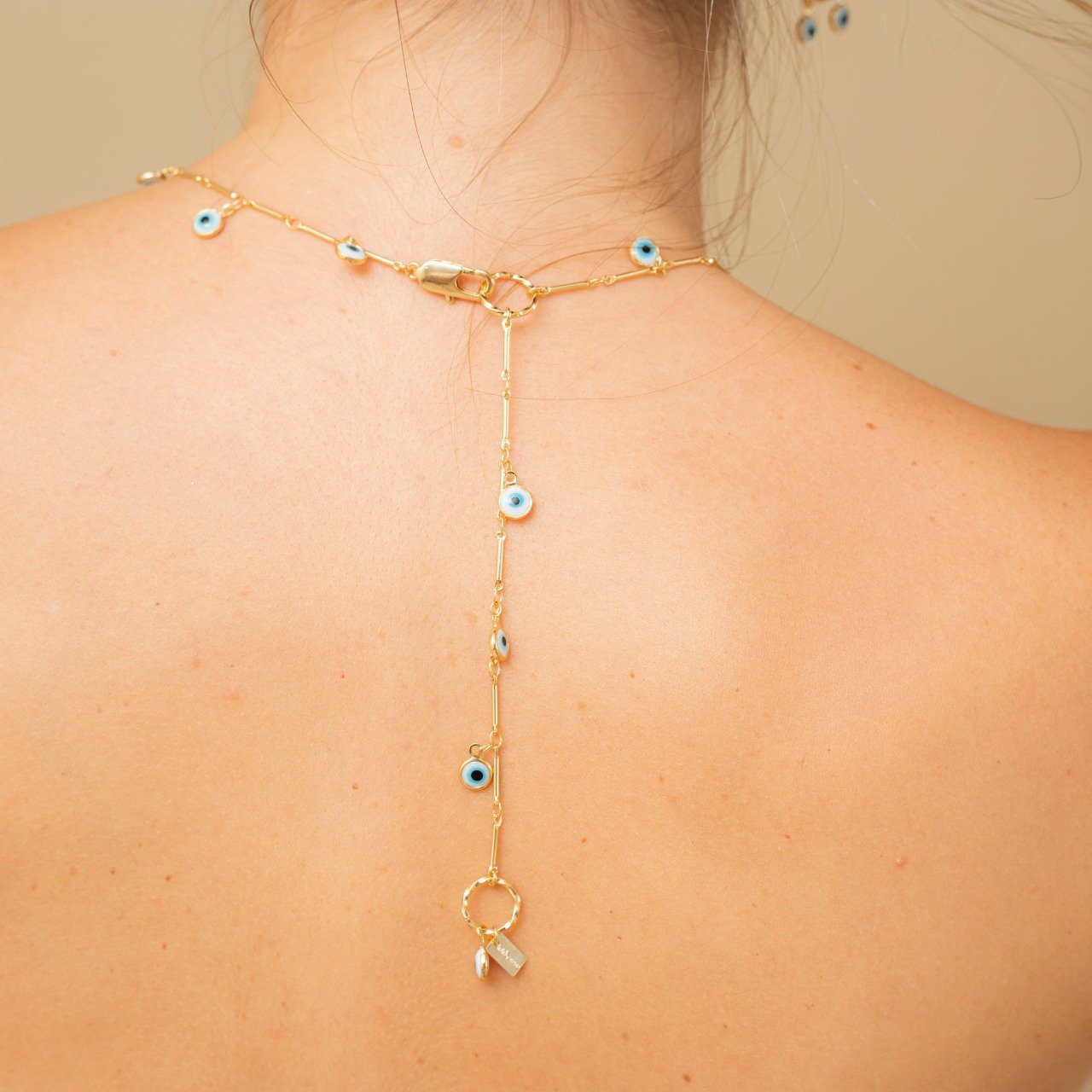 COLAR PROTETOR PINGENTES OLHO GREGO BANHO OURO