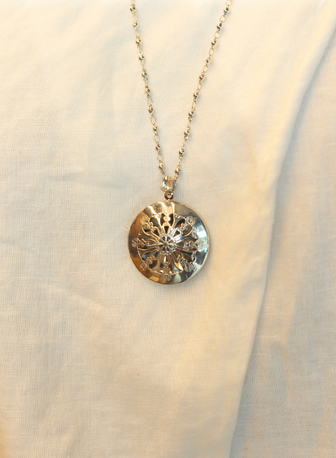 COLAR RELICÁRIO REDONDO G BANHO RÓDIO BRANCO