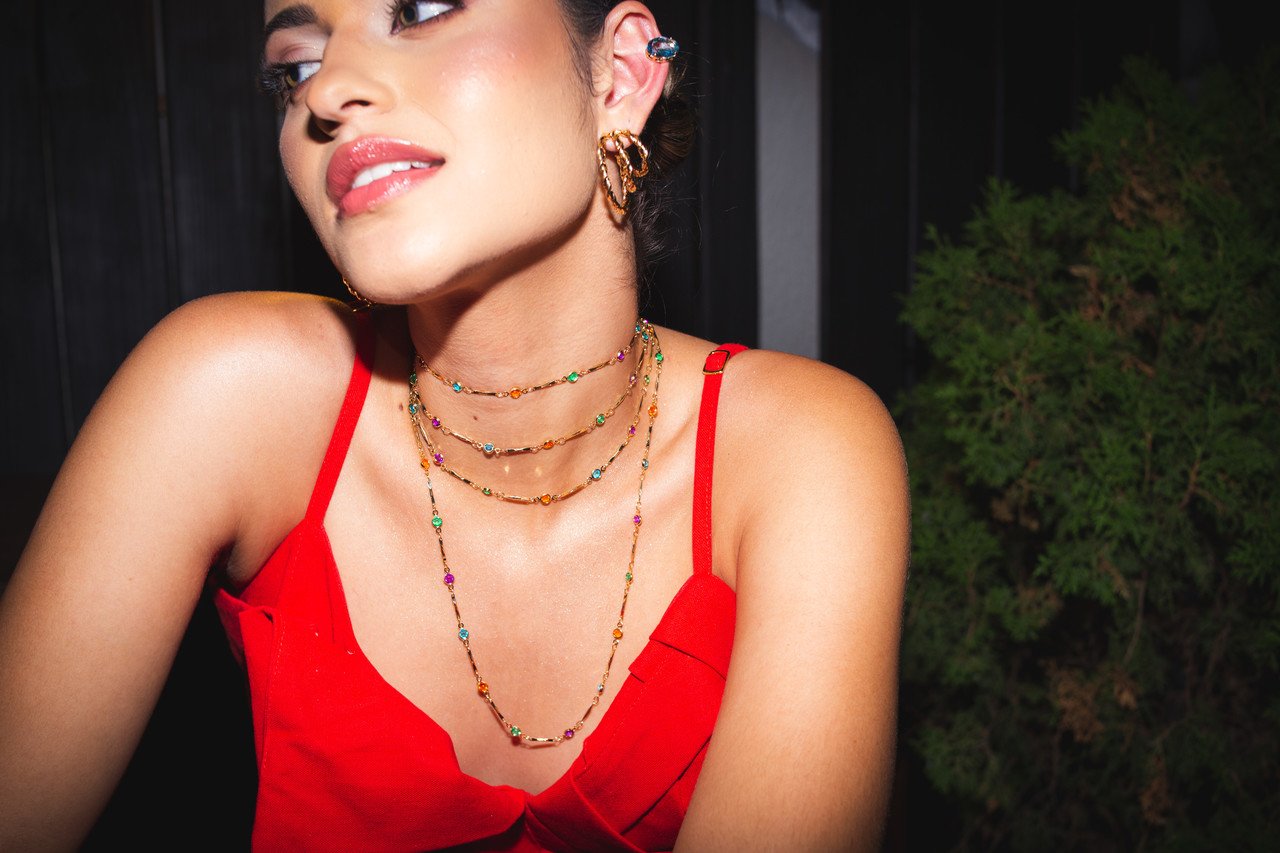 COLAR TIFANY COLORIDO BANHO OURO