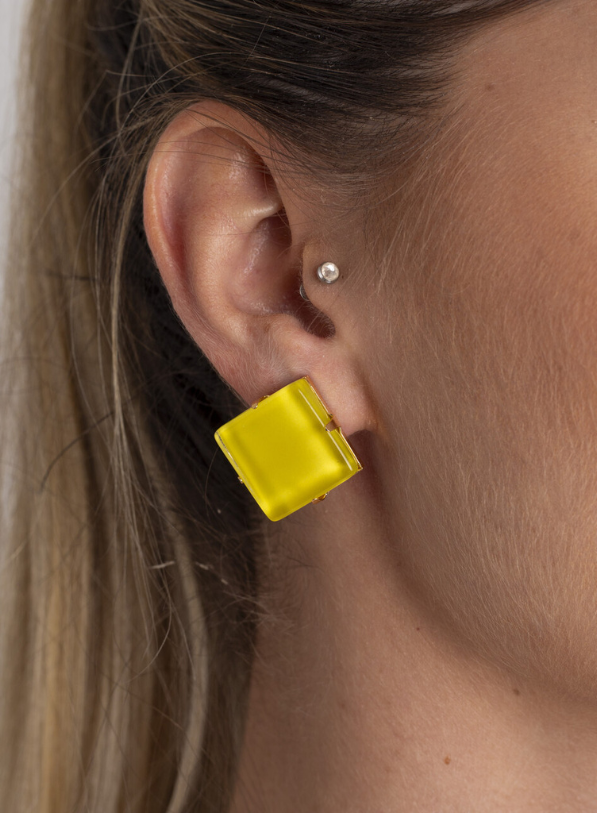 BRINCOS PASTILHA YELLOW BANHO OURO