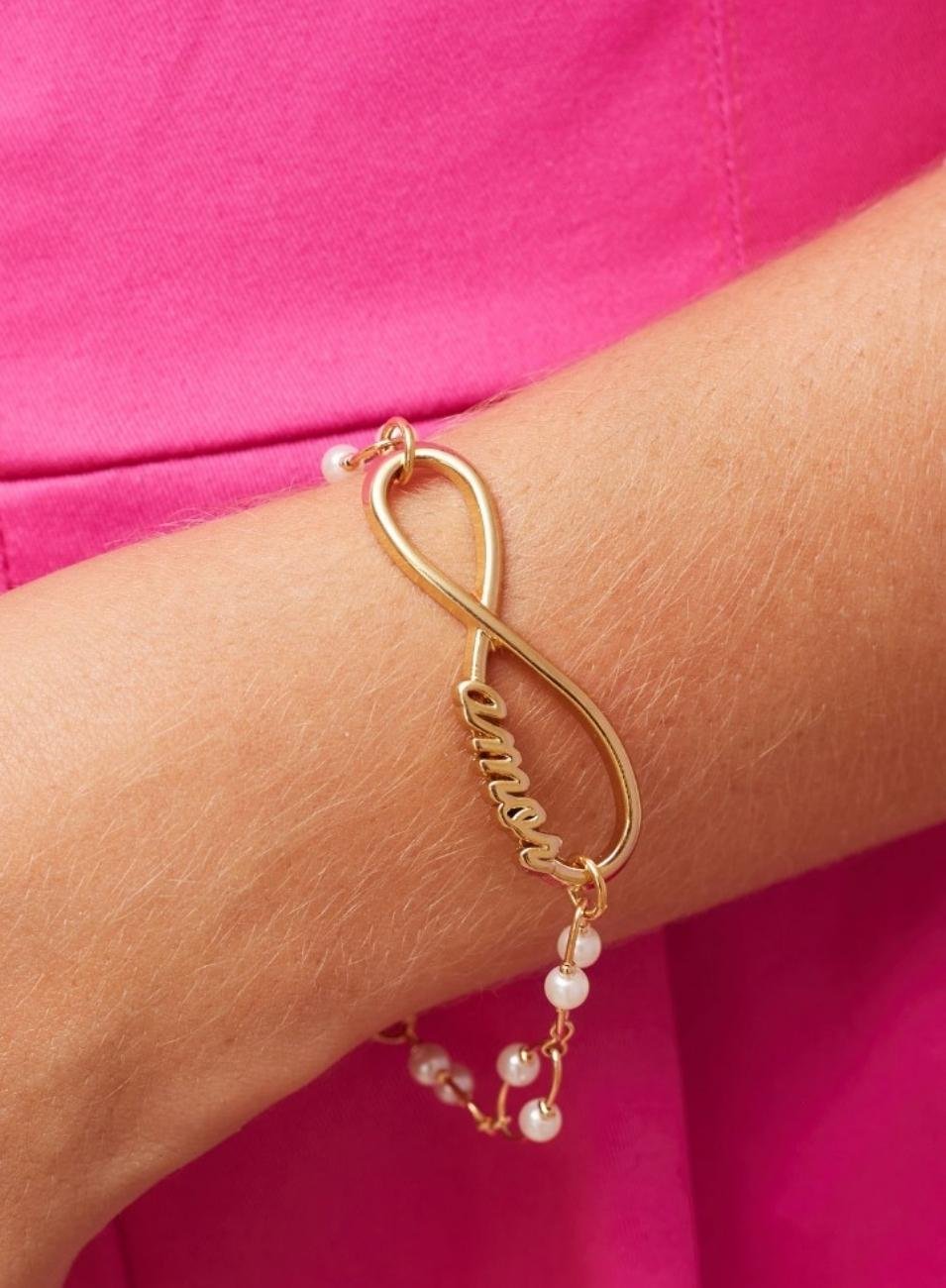 PULSEIRA AMOR PÉROLAS BANHO OURO