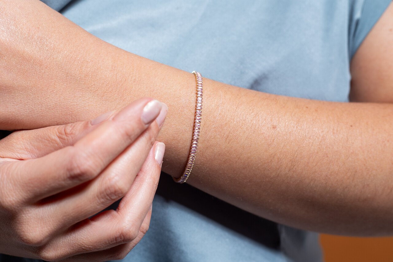 PULSEIRA BELLA RIVIERA ROSA BANHO OURO