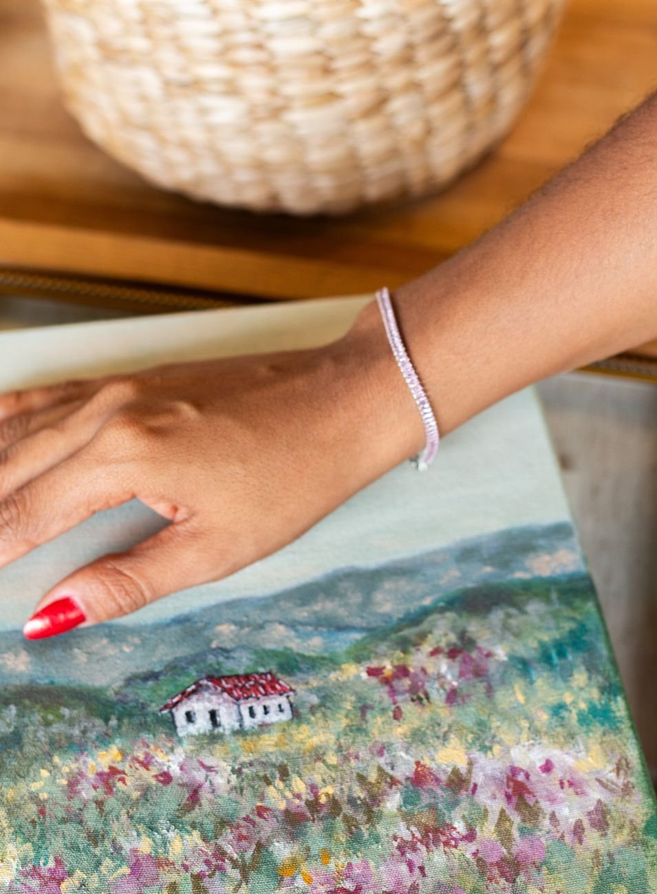 PULSEIRA BELLA RIVIERA ROSA BANHO RÓDIO BRANCO