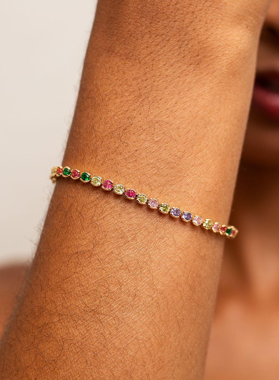 PULSEIRA CICI P RIVIERA COLORIDA 2,5mm BANHO OURO