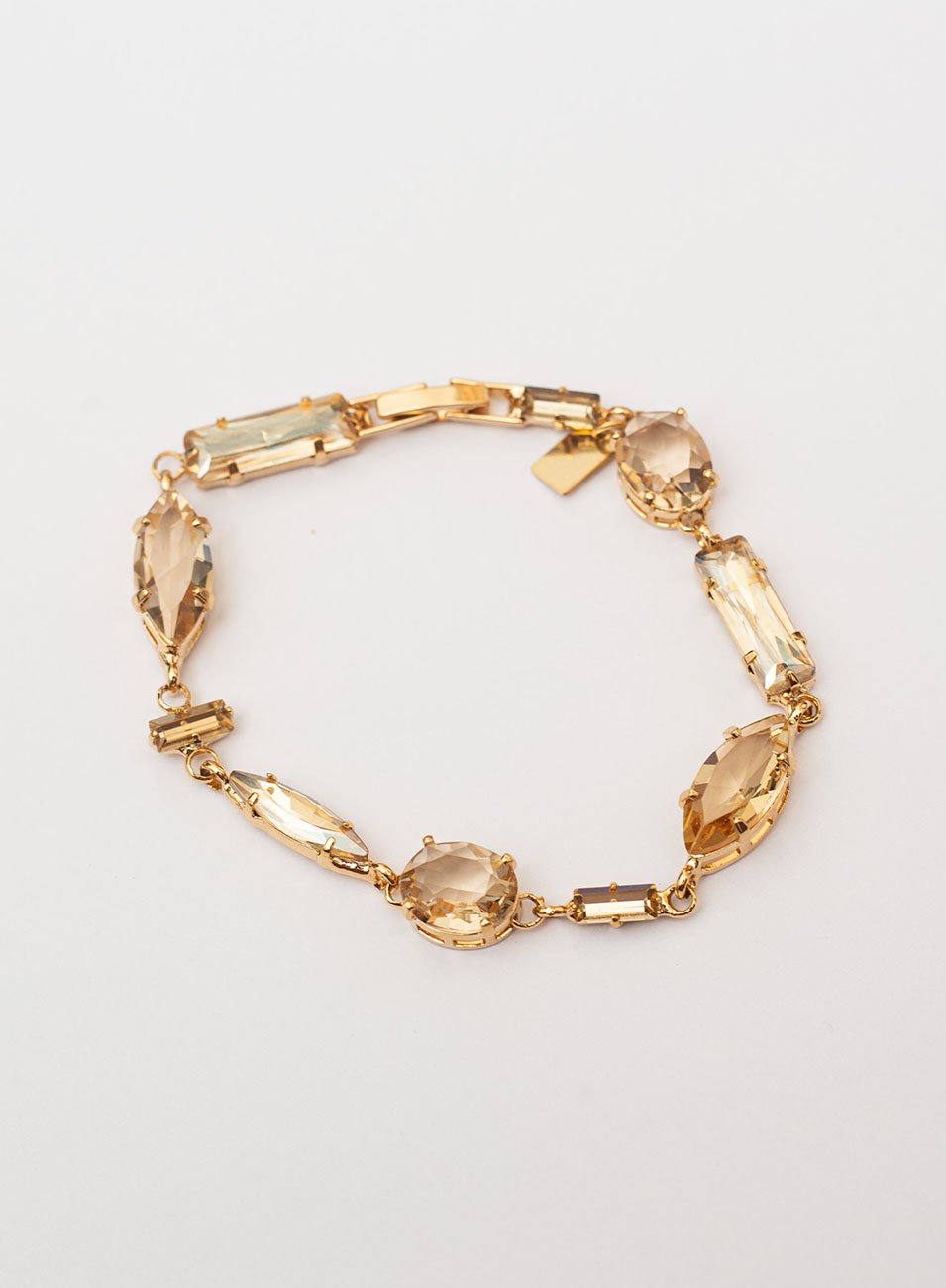 PULSEIRA HARMONIA MIX CRISTAIS CHAMPANHE BANHO OURO