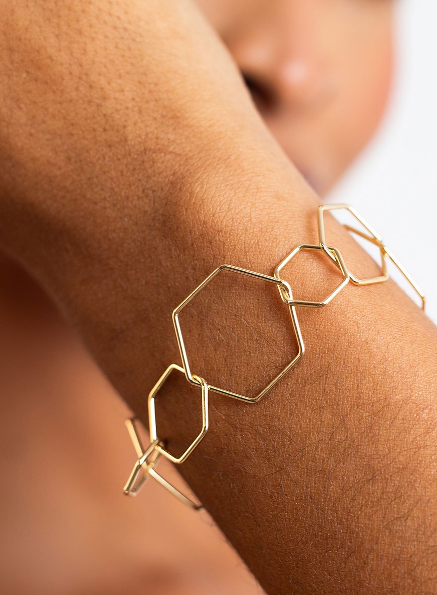 PULSEIRA HEXAZOE BANHO OURO