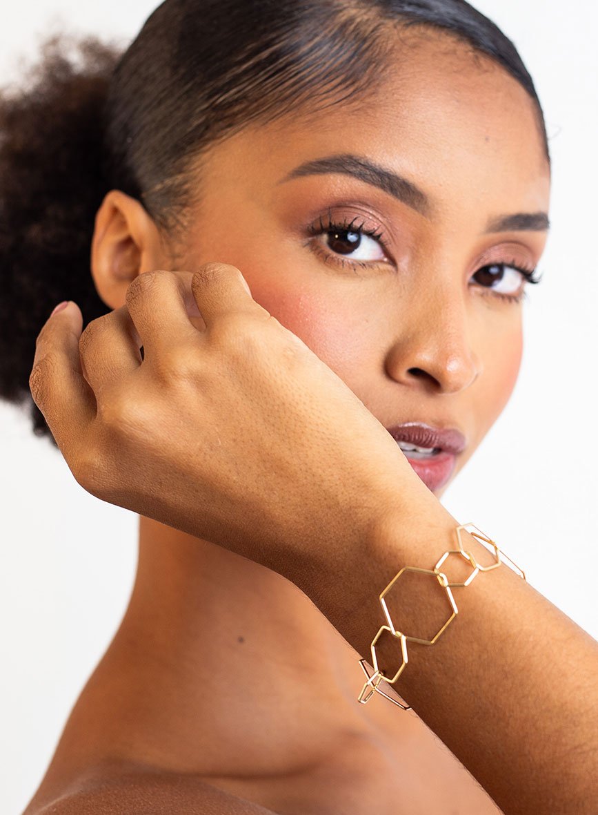 PULSEIRA HEXAZOE BANHO OURO