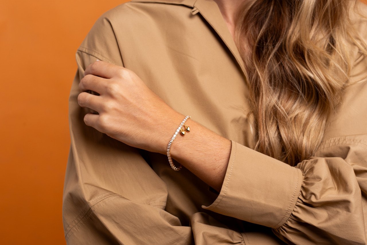 PULSEIRA LILI RIVIERA ZIRCÔNIA QUADRADA INCOLOR PERSONALIZADA BANHO OURO