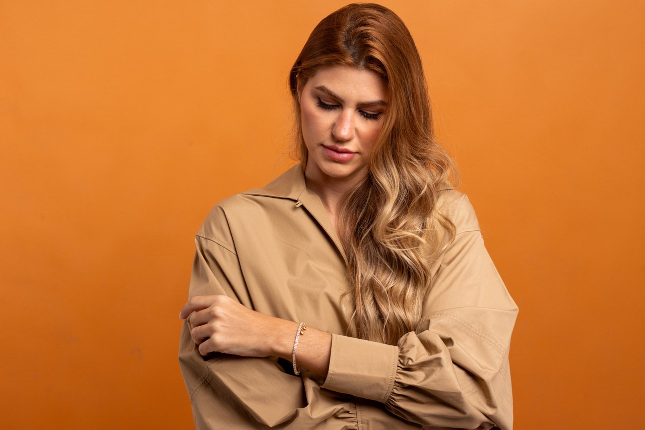 PULSEIRA LILI RIVIERA ZIRCÔNIA QUADRADA INCOLOR PERSONALIZADA BANHO OURO