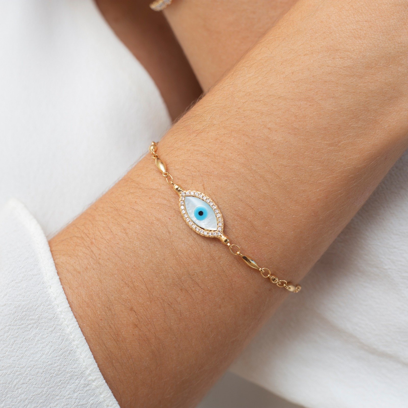 PULSEIRA OLHO GREGO BANHO OURO