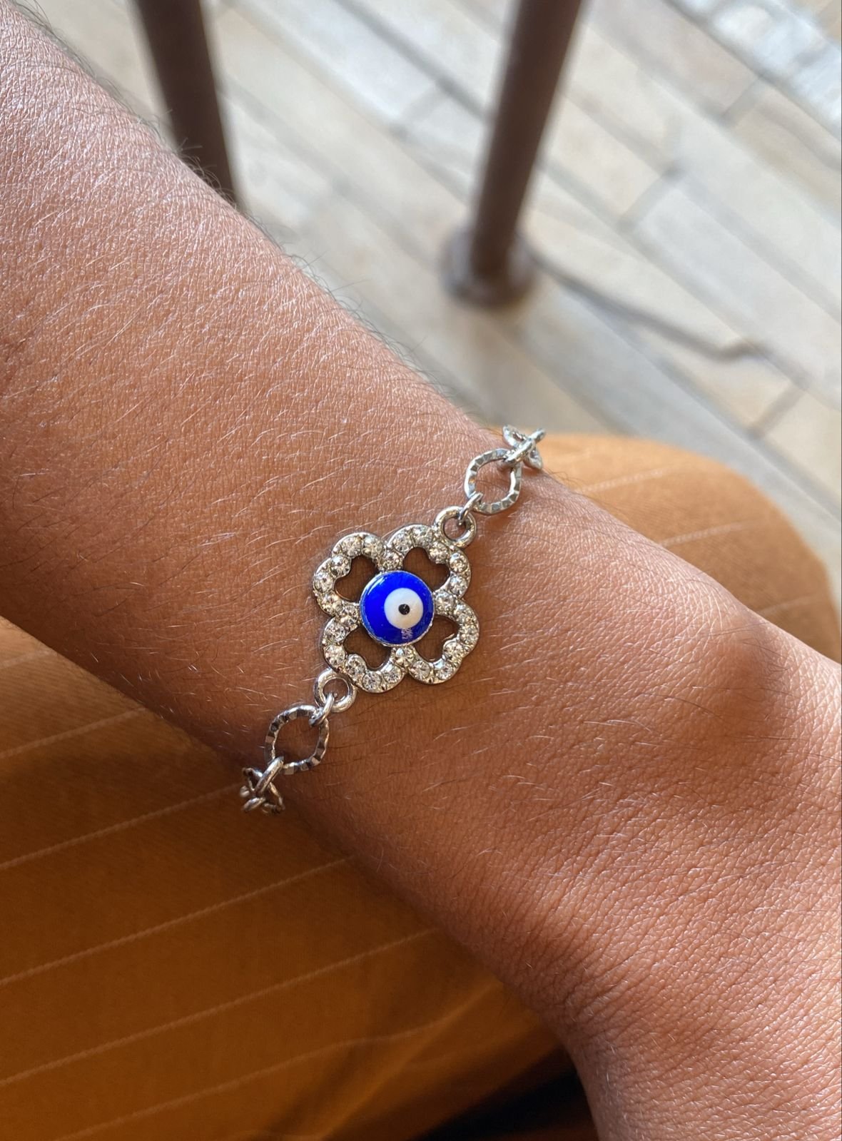 PULSEIRA OLHO GREGO ZIRCONIA BANHO RÓDIO BRANCO