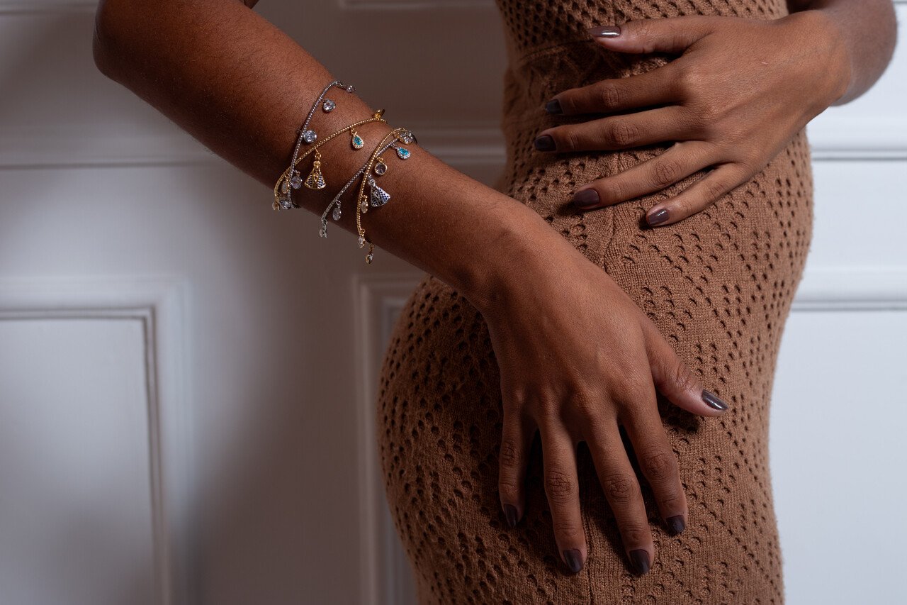 PULSEIRA PENDURICALHO ZIRCONIA BANHO RÓDIO BRANCO