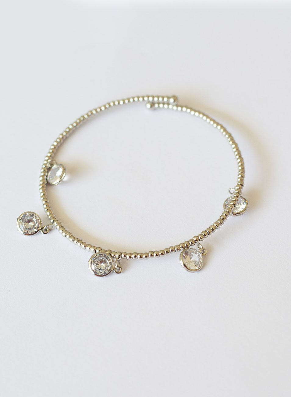 PULSEIRA PENDURICALHO ZIRCONIA BANHO RÓDIO BRANCO