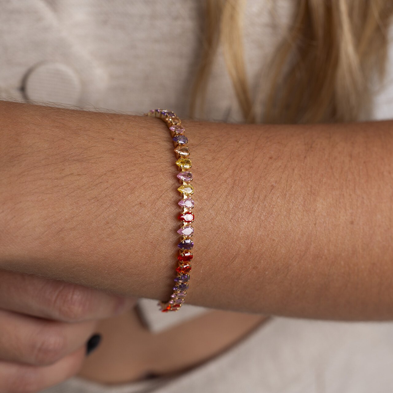 PULSEIRA RAIN RIVIERA GOTA COLORIDA BANHO OURO