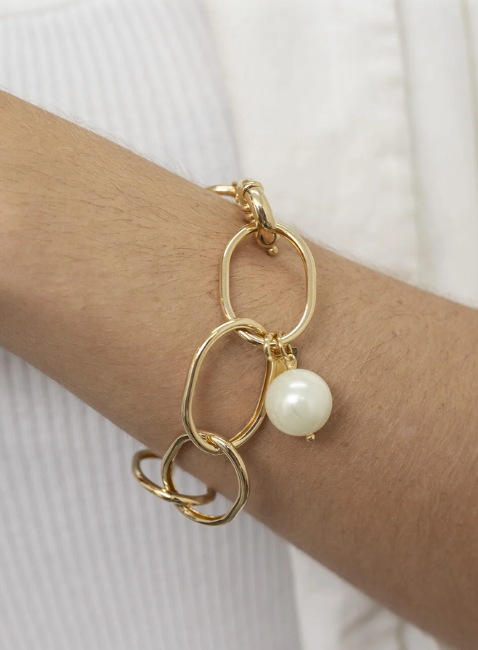 PULSEIRA RELUZ PÉROLA SHELL BANHO OURO