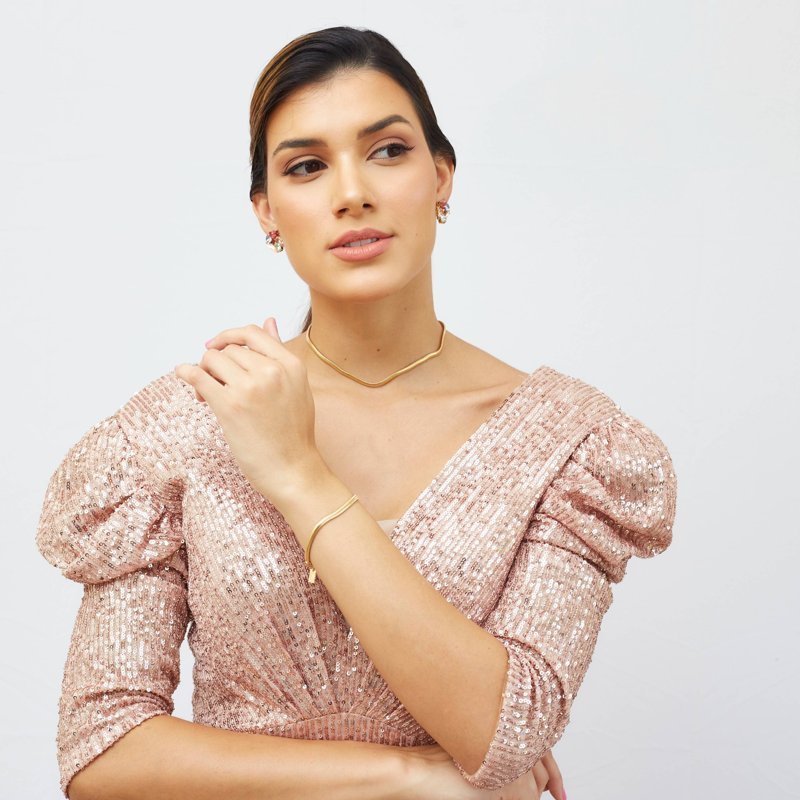 PULSEIRA SIMPLA MALHA 3 MM BANHO OURO