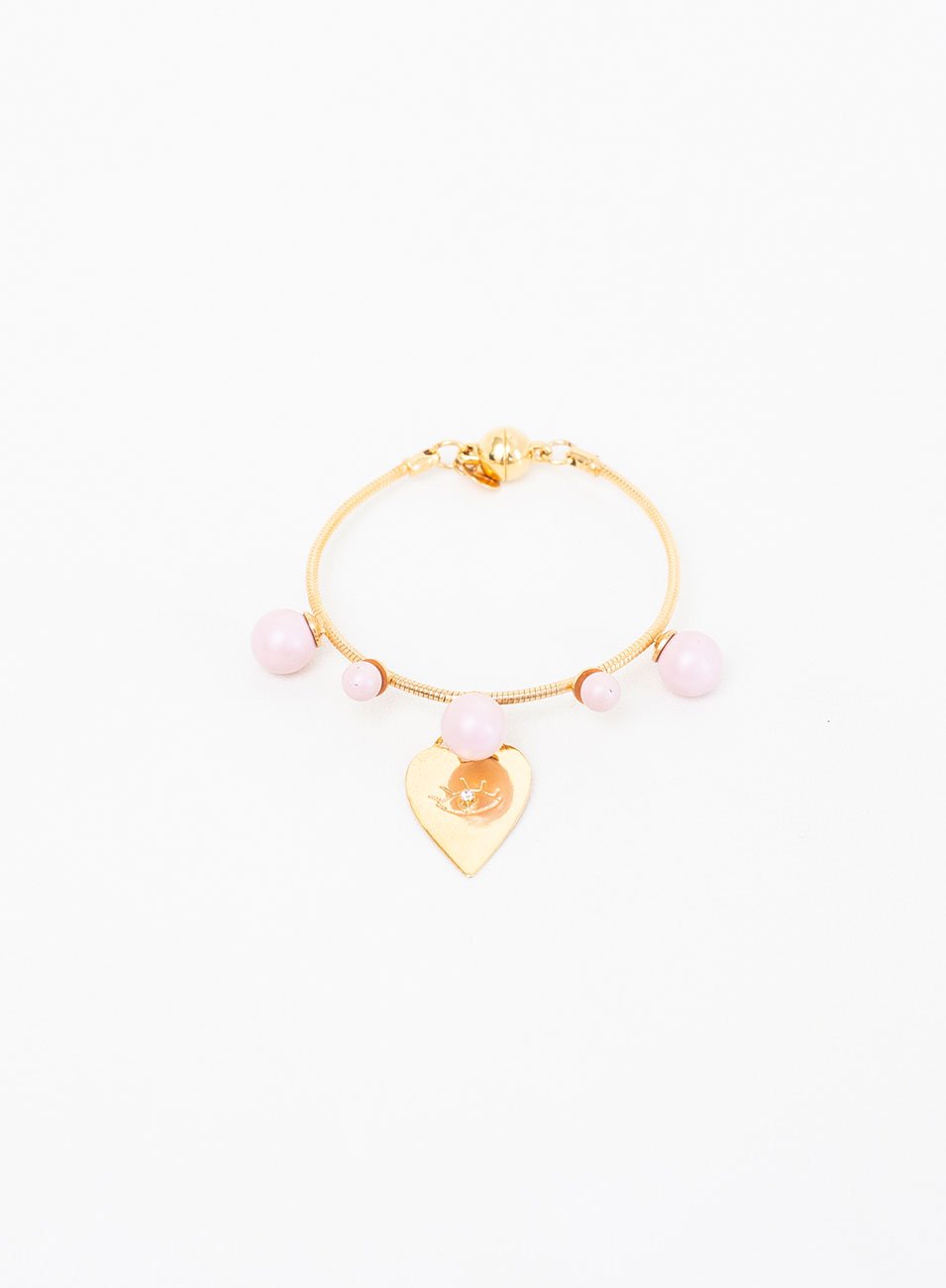 PULSEIRA SORTE PÉROLAS ROSA SWAROVSKI BANHO OURO