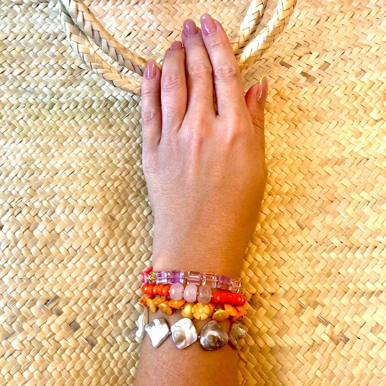 PULSEIRA FLORES JADE ROSA