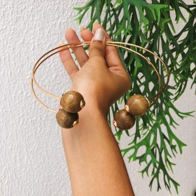 CHOKER TENERIFE 2 AROS BOLAS MADEIRA BANHO OURO