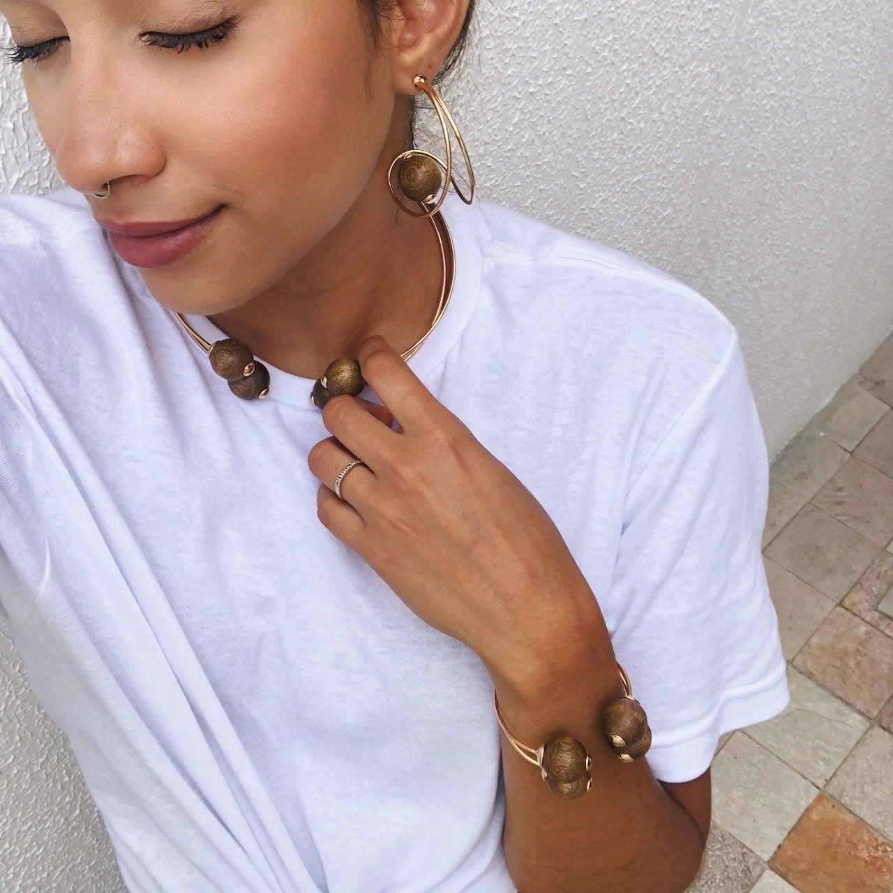 BRACELETE TENERIFE BOLAS MADEIRA BANHO OURO