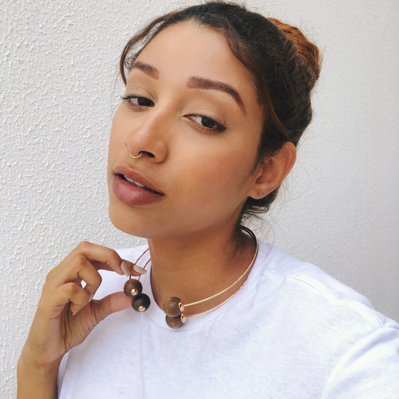 CHOKER TENERIFE 2 AROS BOLAS MADEIRA BANHO OURO