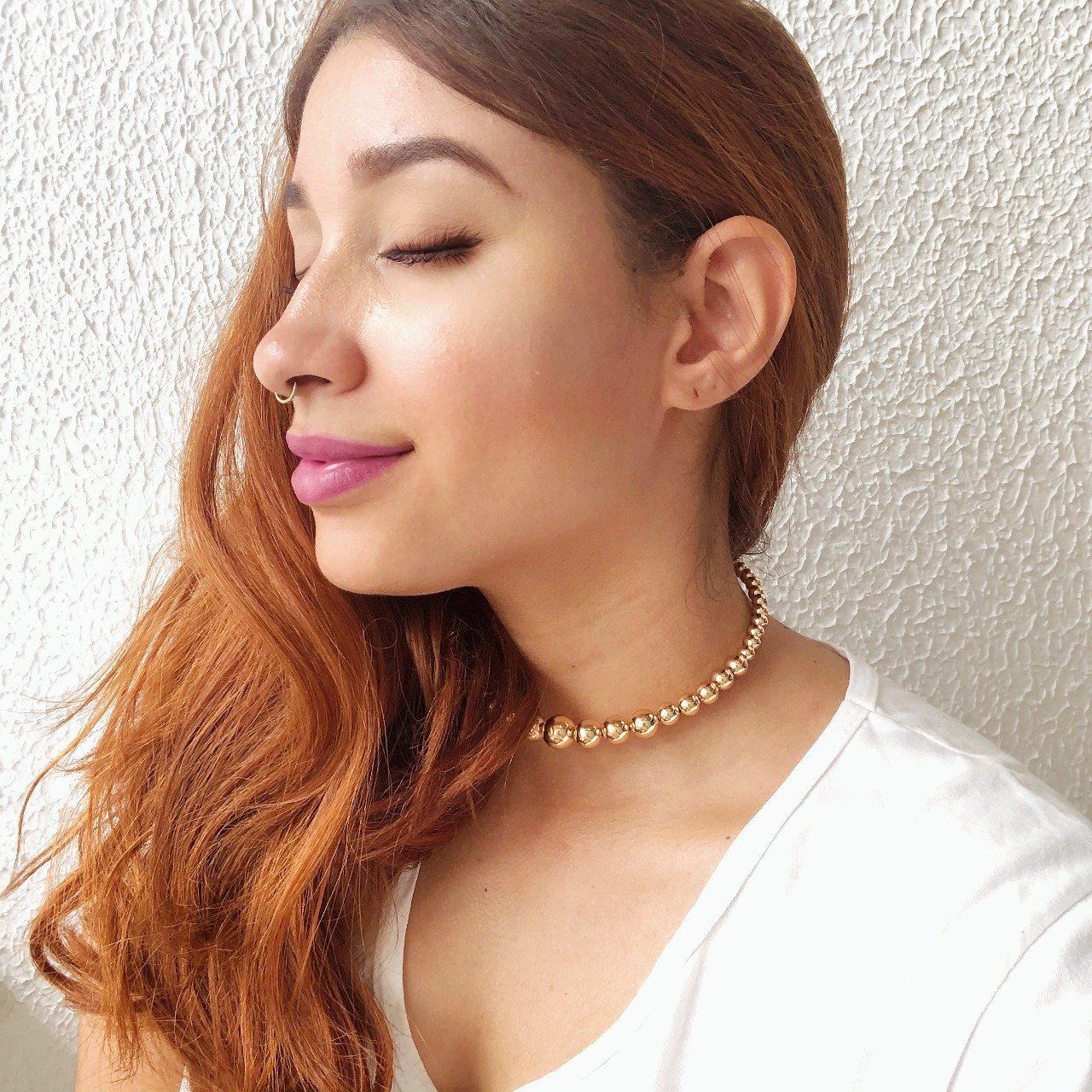 CHOKER BOLAS DEGRADÊ METAL BANHO OURO