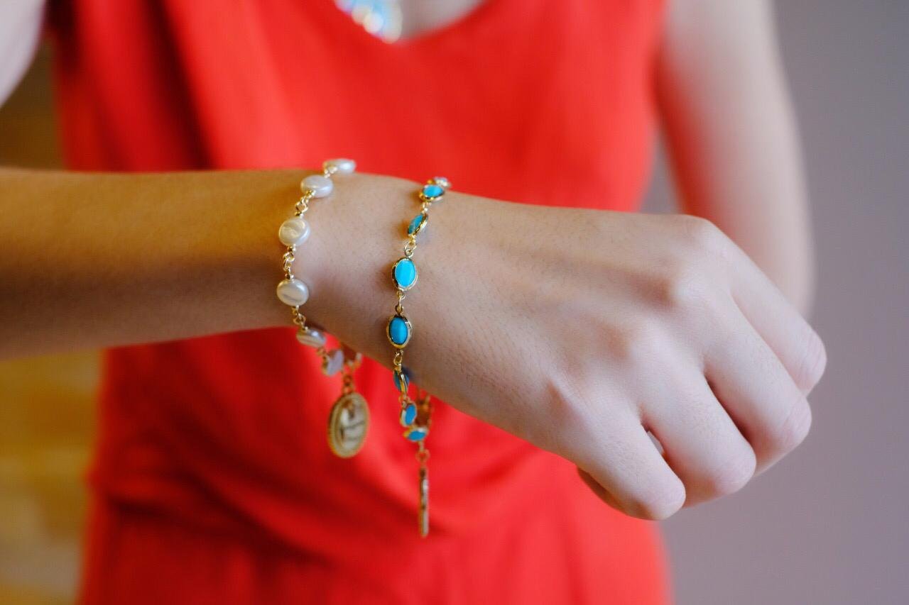 PULSEIRA SHANTAL TURQUESA MÃO DE FATIMA