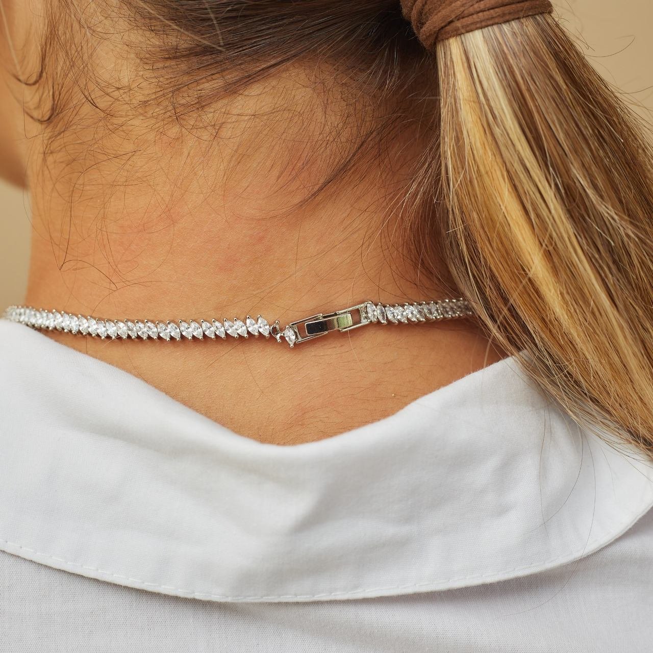 CHOKER RIVIERA ZADIR INCOLOR BANHO RÓDIO BRANCO