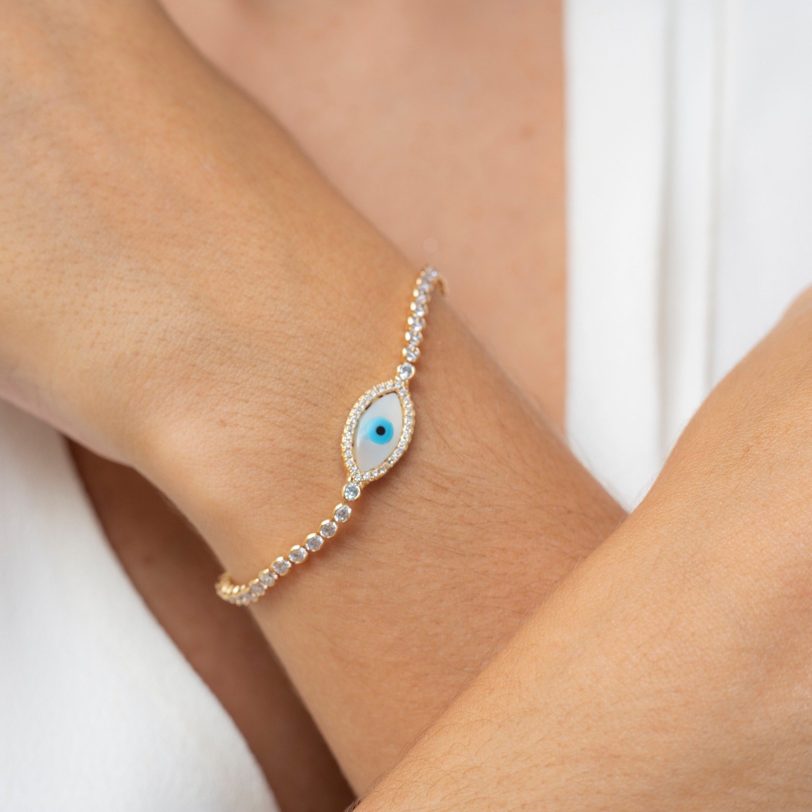 PULSEIRA RIVIERA OLHO GREGO BANHO OURO